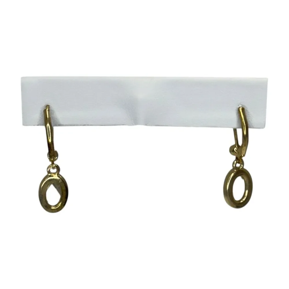 Vintage Gold-Tone Metal Oval Faceted Crystal Dangle Earrings Lever-back Women's - Picture 3 of 6